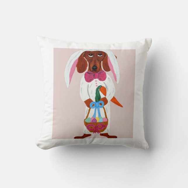 Easter bunny Dachshund  Cushion (Front)