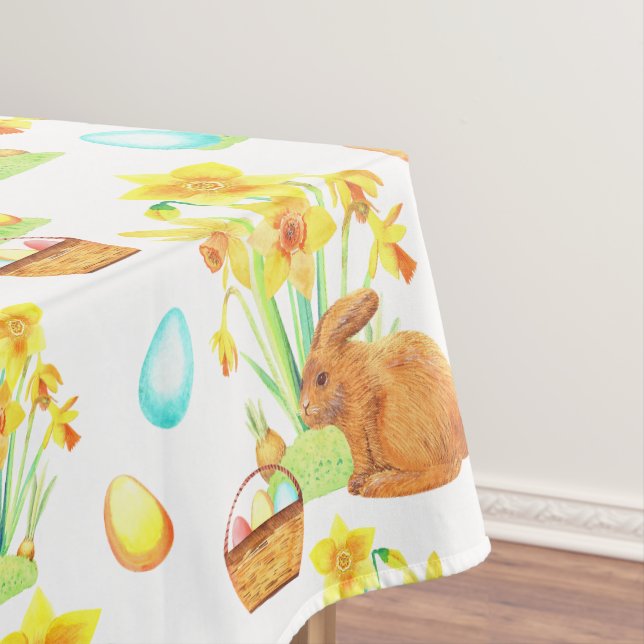 Easter Bunny Daffodils Spring  Tablecloth (In Situ)