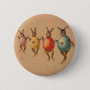Easter Bunny Dancing Eggs 6 Cm Round Badge