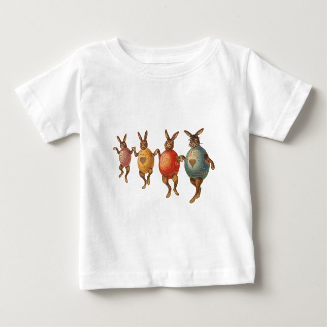 Easter Bunny Dancing Eggs Baby T-Shirt (Front)