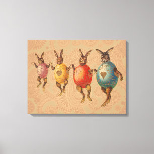Easter Bunny Dancing Eggs Canvas Print