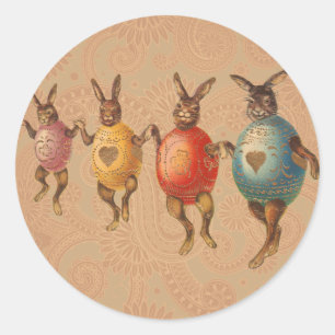Easter Bunny Dancing Eggs Classic Round Sticker