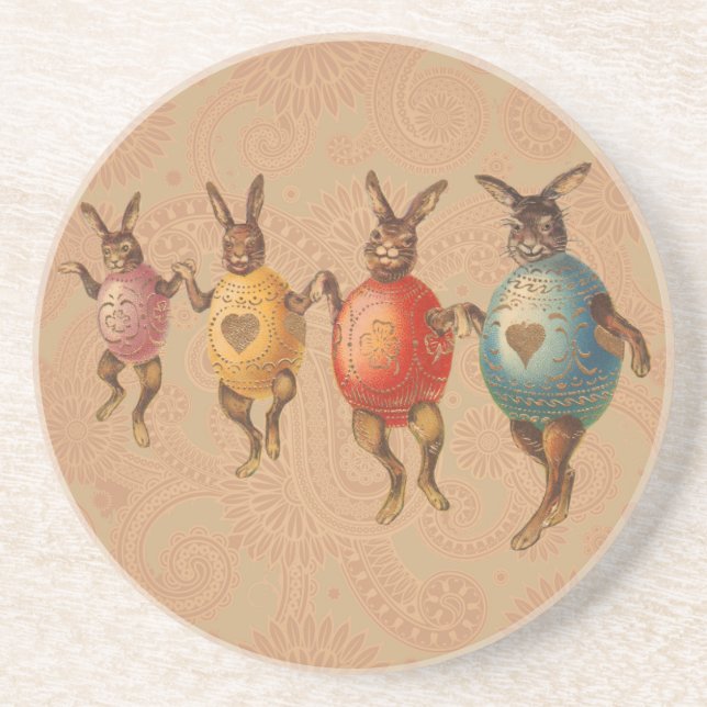 Easter Bunny Dancing Eggs Coaster (Front)