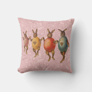 Easter Bunny Dancing Eggs Cushion