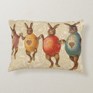 Easter Bunny Dancing Eggs Decorative Cushion