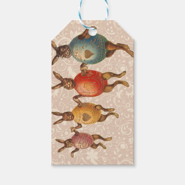Easter Bunny Dancing Eggs Gift Tags (Front)