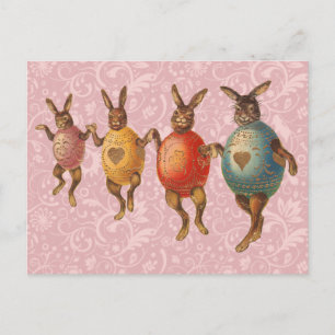Easter Bunny Dancing Eggs Holiday Postcard