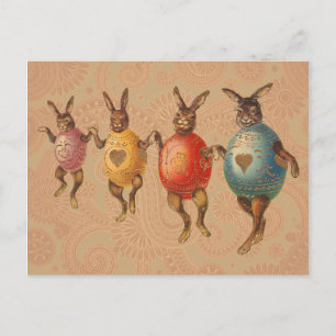 Easter Bunny Dancing Eggs Holiday Postcard