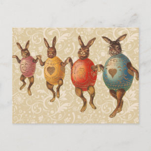 Easter Bunny Dancing Eggs Holiday Postcard