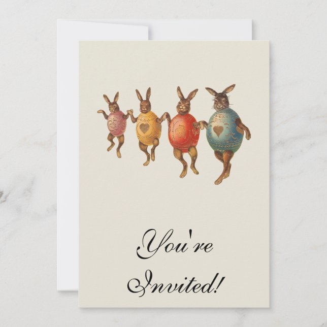 Easter Bunny Dancing Eggs Invitation (Front)