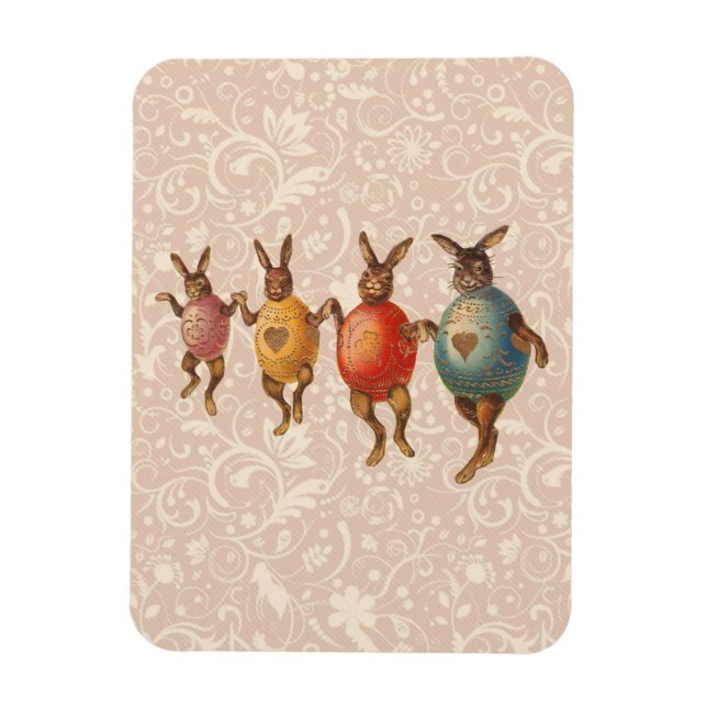 Easter Bunny Dancing Eggs Magnet (Vertical)
