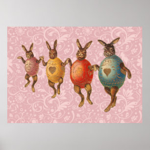 Easter Bunny Dancing Eggs Poster