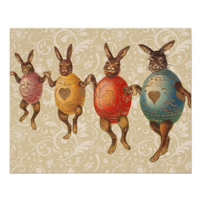 Easter Bunny Dancing Eggs Poster (Front)