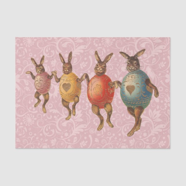 Easter Bunny Dancing Eggs Tissue Paper (Front)