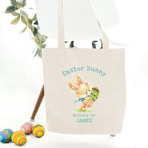 Easter Bunny Delivery Personalised Name / Holidays Tote Bag