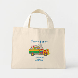 Easter Bunny Delivery Truck Personalised Name Mini Tote Bag