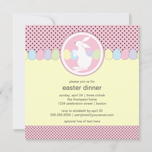 Easter Bunny Dinner or Brunch Invitation (Front)