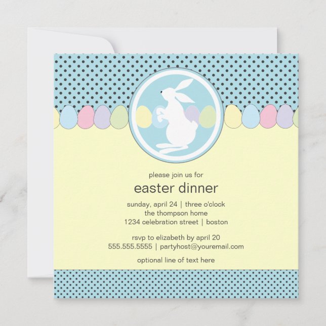 Easter Bunny Dinner or Brunch Invitation (Front)