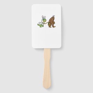 Easter Bunny Dino Bigfoot Sasquatch Trex Men Boys  Hand Fan