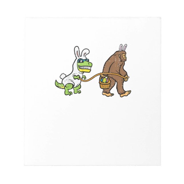 Easter Bunny Dino Bigfoot Sasquatch Trex Men Boys  Notepad (Front)