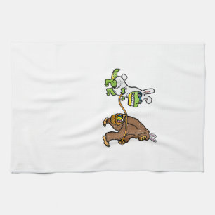 Easter Bunny Dino Bigfoot Sasquatch Trex Men Boys  Tea Towel