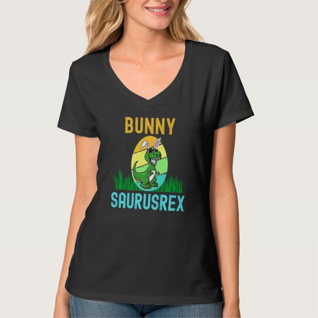 Easter Bunny Dinosaur Egg Funny Bunnysaurus Rex T-Shirt (Front)