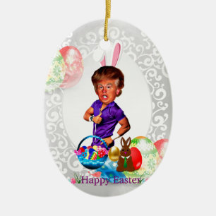easter bunny donald trump ceramic tree decoration