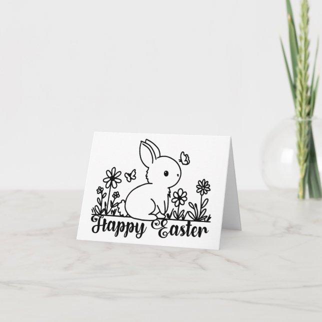 Easter Bunny Doodle Holiday Card (Front)
