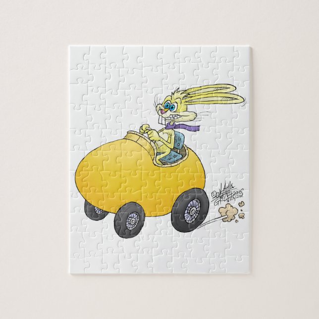 Easter bunny driving an Easter egg!.jpg Jigsaw Puzzle (Vertical)