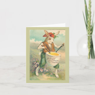 Easter Bunny Drummer Vintage Landscape Holiday Card