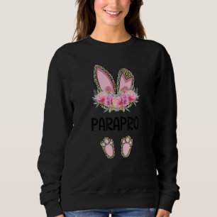 Easter Bunny Ear School Rabbit Team Leopard Parapr Sweatshirt