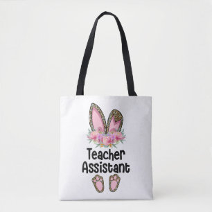 Easter Bunny Ear Teacher Leopard Teacher Assistant Tote Bag