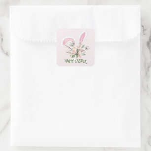 Easter Bunny Ears and Easter Lilies Square Sticker