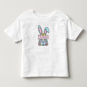 Easter Bunny Ears and Paws Personalised Name Kids Toddler T-Shirt