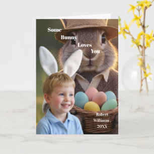 Easter Bunny Ears Boy Photo Customise  Card