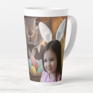 Easter Bunny Ears Girl Photo Customise Latte Mug