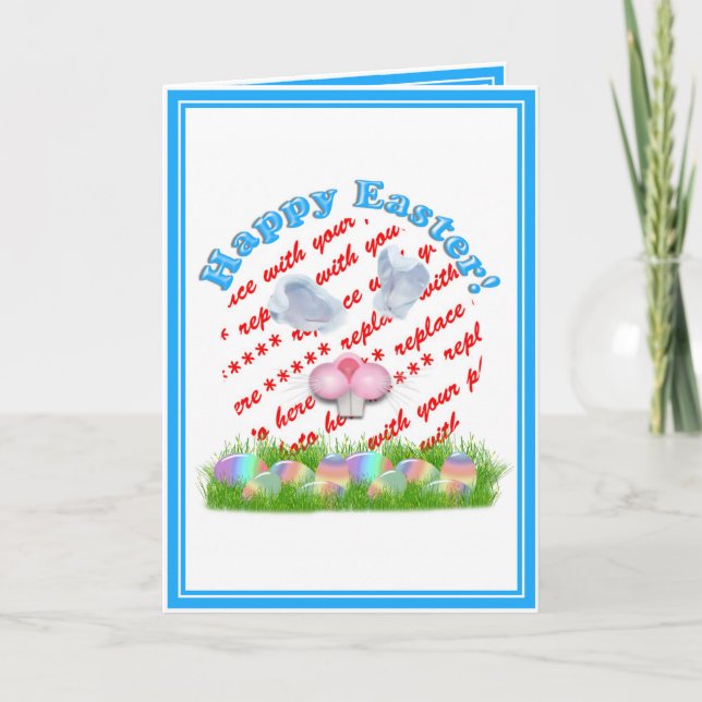 Easter Bunny (Ears & Nose Adjustable) Photo Frame Holiday Card (Front)