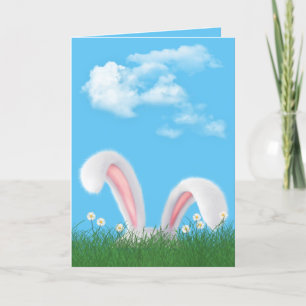 Easter bunny ears with daisies card