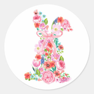 Easter Bunny Easter Coquette Floral Men Women Classic Round Sticker
