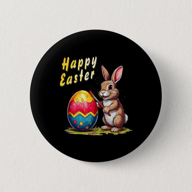 Easter Bunny Easter Egg Comic For Happy Easter  6 Cm Round Badge (Front)