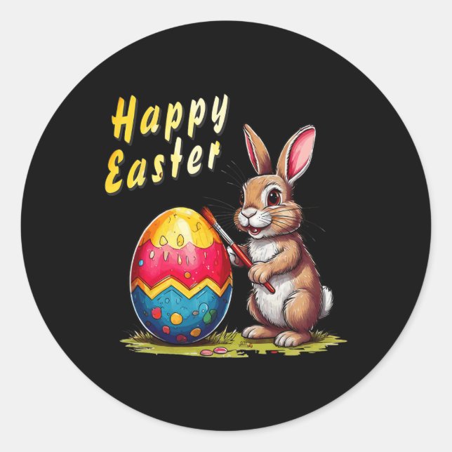 Easter Bunny Easter Egg Comic For Happy Easter  Classic Round Sticker (Front)