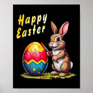 Easter Bunny Easter Egg Comic For Happy Easter Poster