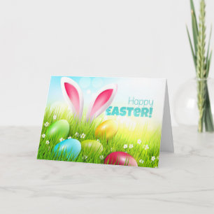 Easter Bunny Easter Egg Flowers Easter Card