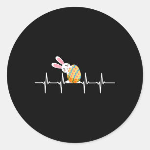 Easter Bunny Easter Egg Heartbeat Heart Rabbit Cut Classic Round Sticker