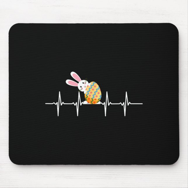 Easter Bunny Easter Egg Heartbeat Heart Rabbit Cut Mouse Pad (Front)