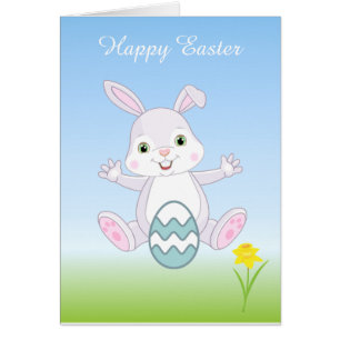 Easter Bunny & Easter Egg on Light Blue