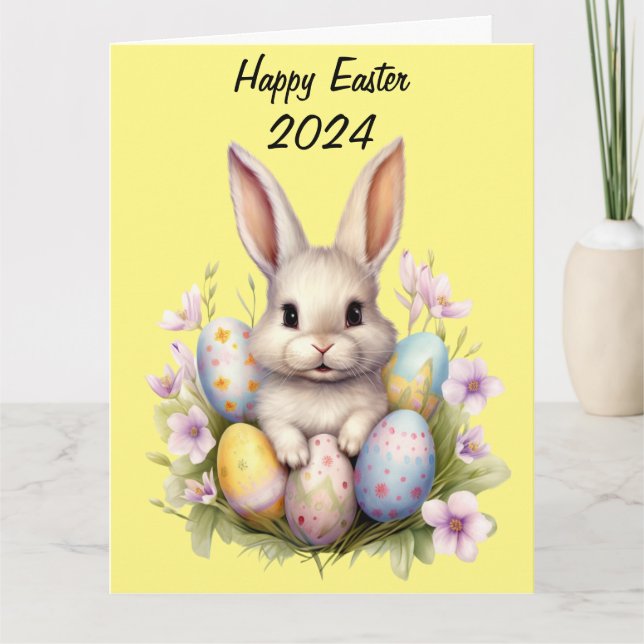 Easter Bunny & Easter Eggs Artwork Card (Front)