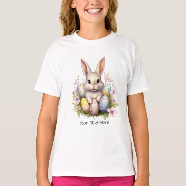 Easter Bunny & Easter Eggs Artwork T-Shirt (Front)