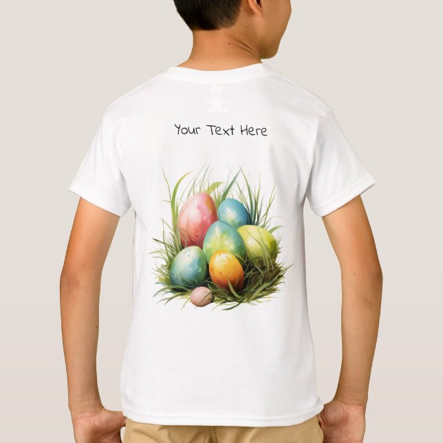 Easter Bunny & Easter Eggs Artwork T-Shirt (Back)
