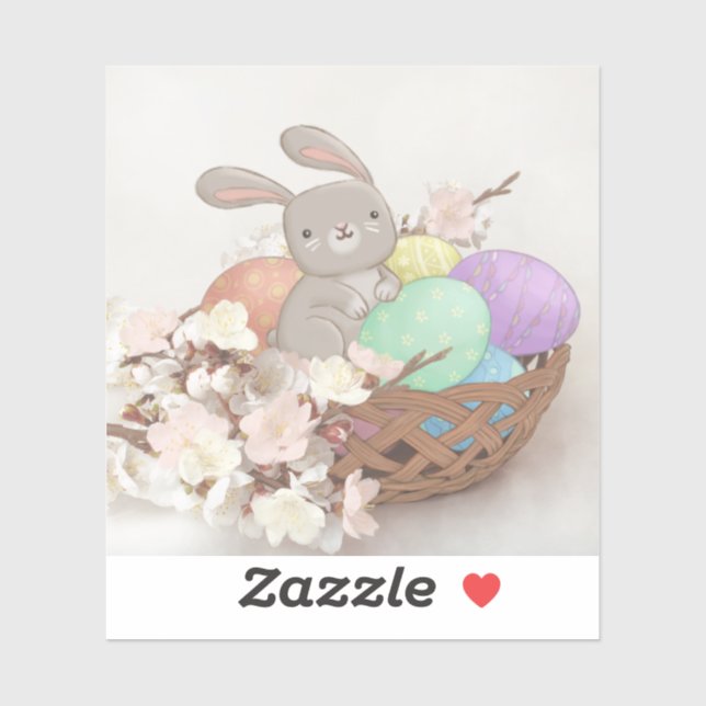 Easter Bunny, Easter Eggs & Flowers Illustration (Sheet)